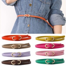 Women Skinny Leather Belt Thin Waist Jeans Belt Pants in Pin Buckle Belt Fashi