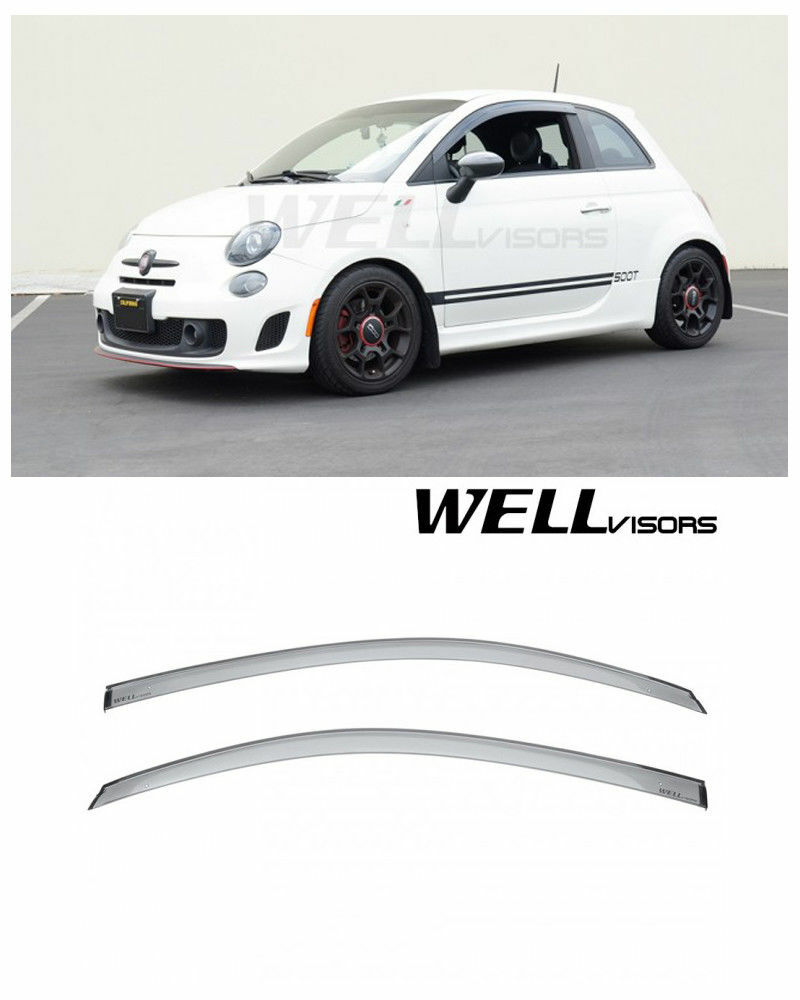 WellVisors Side Window Visors Deflectors Trim For 2012 2018 FIAT 500 500C 500E