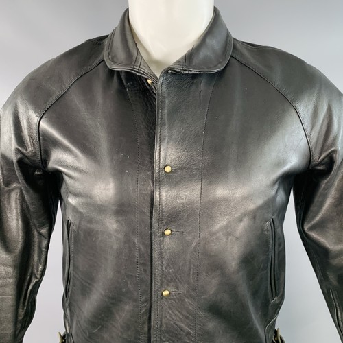 AL'S ATTIRE Size S Black Leather Studs Club Collar Jacket - Picture 2 of 13