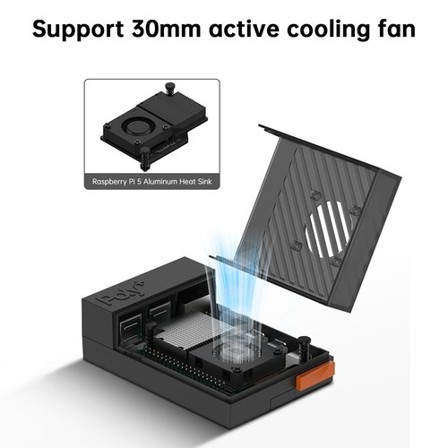 Raspberry Pi 5 POLY5+ Case Argon POLY5+ Box with PWM Cooling Fan ABS Material S1 - Zdjęcie 4 z 17