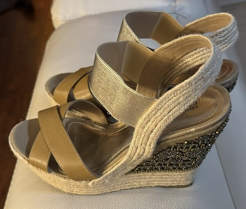 Kenneth Cole Womens S9 Live Fast Platform Wedge Metallic Gold Trim - Picture 4 of 4