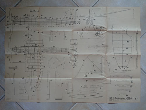 Plano de construcción instrucciones de construcción modelo de vuelo a vela asiento de caza HSB21 Volckmann Berlín - Imagen 4 de 12