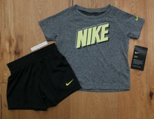 Nike Toddler Boy 2 Piece Shirt  Shorts Set Gray, Black, White  Volt DRI-FIT 