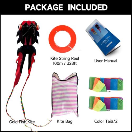 43ft Large Kites for Adults,3D Goldfish Frameless Soft Umbrella Giant Flying Kit - Picture 4 of 6