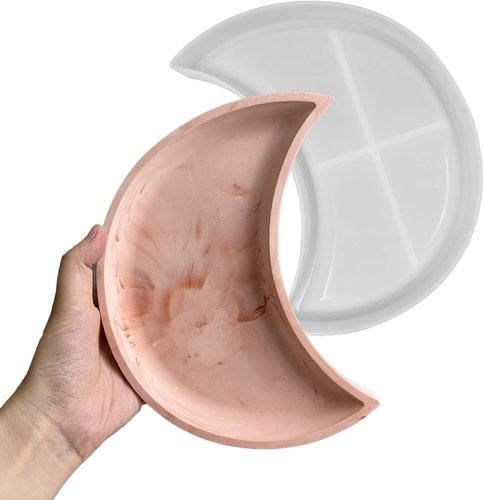 Large Moon Tray Mold for Resin Concrete Moon Silicone Mold Crescent Storage Tray