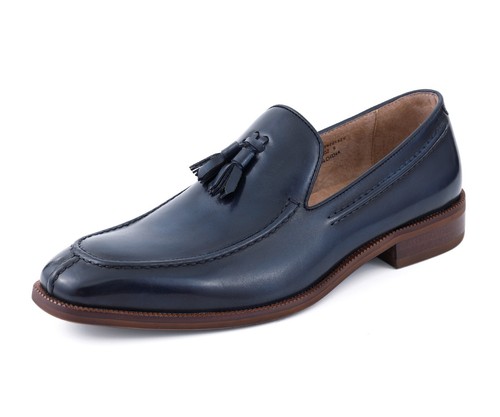 Zapato sin cordones formal de vestir de cuero genuino verde Asher para hombre con borla única - Imagen 5 de 24