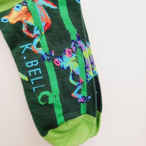 K. Bell Socken Crew Herren Damen Coqui Baum Frosch Lilie Pad Chamäleon Strauch Neu mit Etikett NEU - Bild 6 von 9
