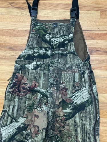 Cabela's Kids L Green Bib Overall Cotton Real Tree Straight Leg Adjustable Strap - Picture 3 of 11