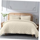  3-Piece Quilt Set King Size - Soft Warm King(104 x 90) Beige/ Ruffled