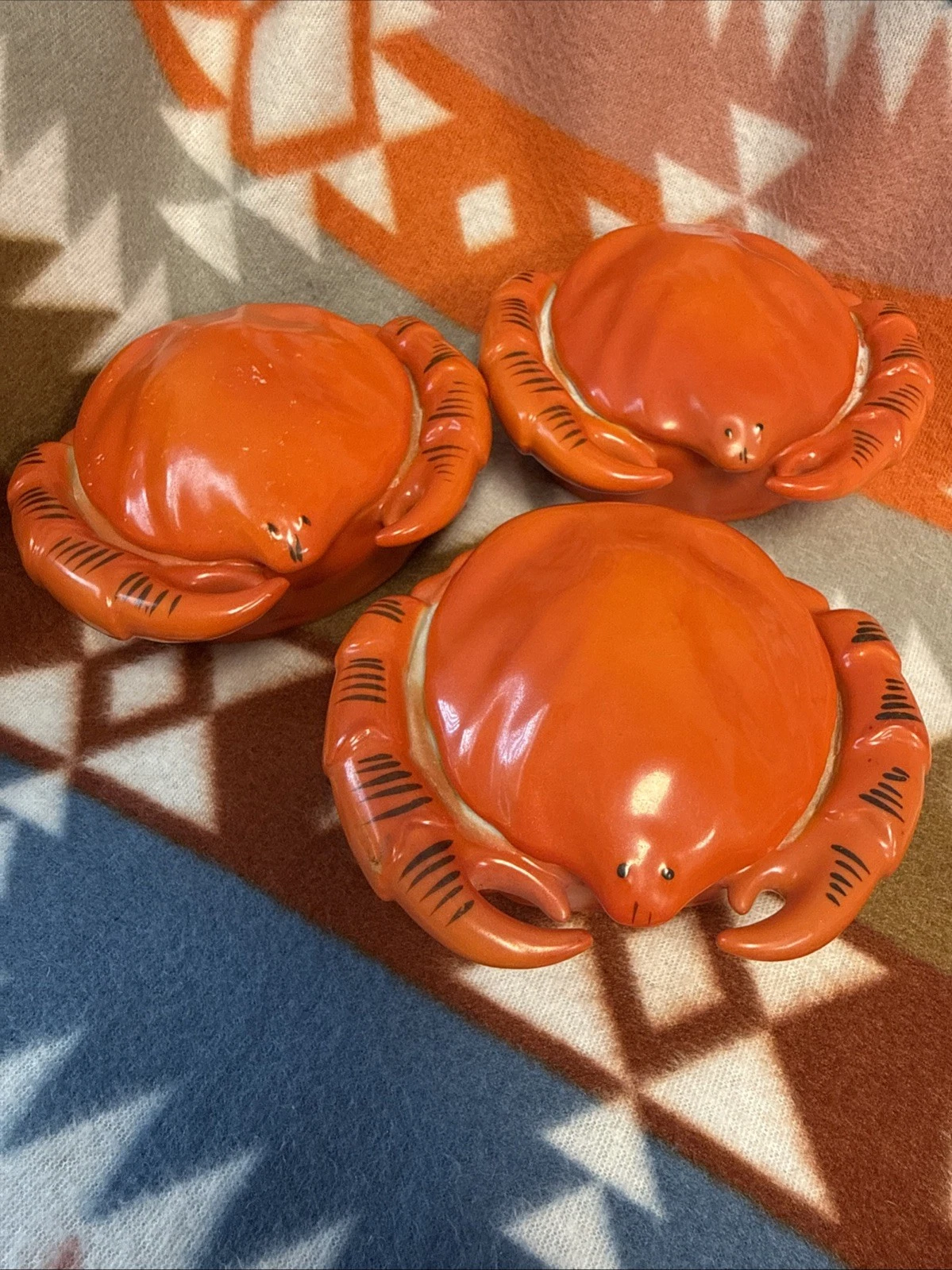 3- Vintage Porcelain Crab Butter Dish - 1950's A must for your Seafood Table!