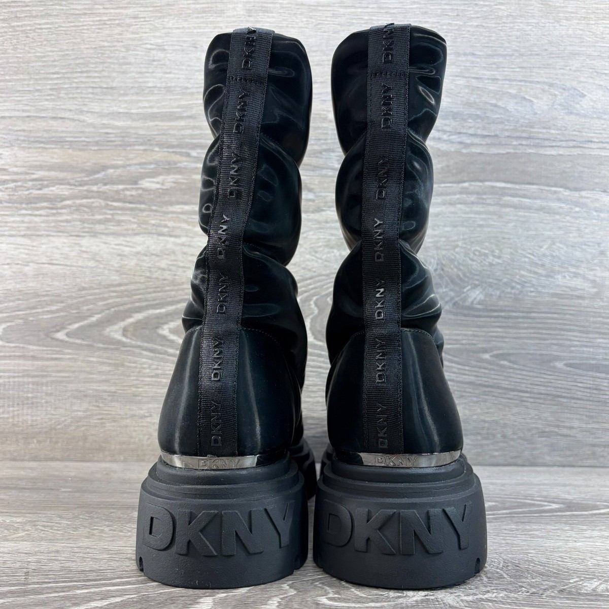 NEW DKNY Fiza Black Boots Womens 7 M Chunky Platform Lug Sole
