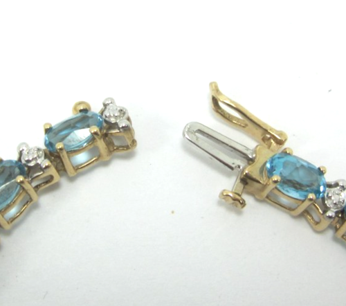 HERMOSA PULSERA TENIS TOPACIO AZUL ORO AMARILLO 10K DAMAS (7') 8,7G - Imagen 7 de 10
