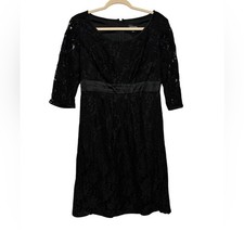 Adrianna Papell LBD Black Lace Knee Length Classic Formal Dress Women's Size 4