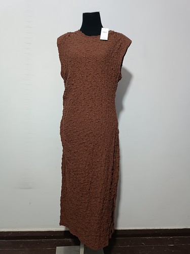 M&S Collection Midaxi Bodycon Dress in Textured Cotton Size 16/eur44/us 12 - Picture 1 of 12