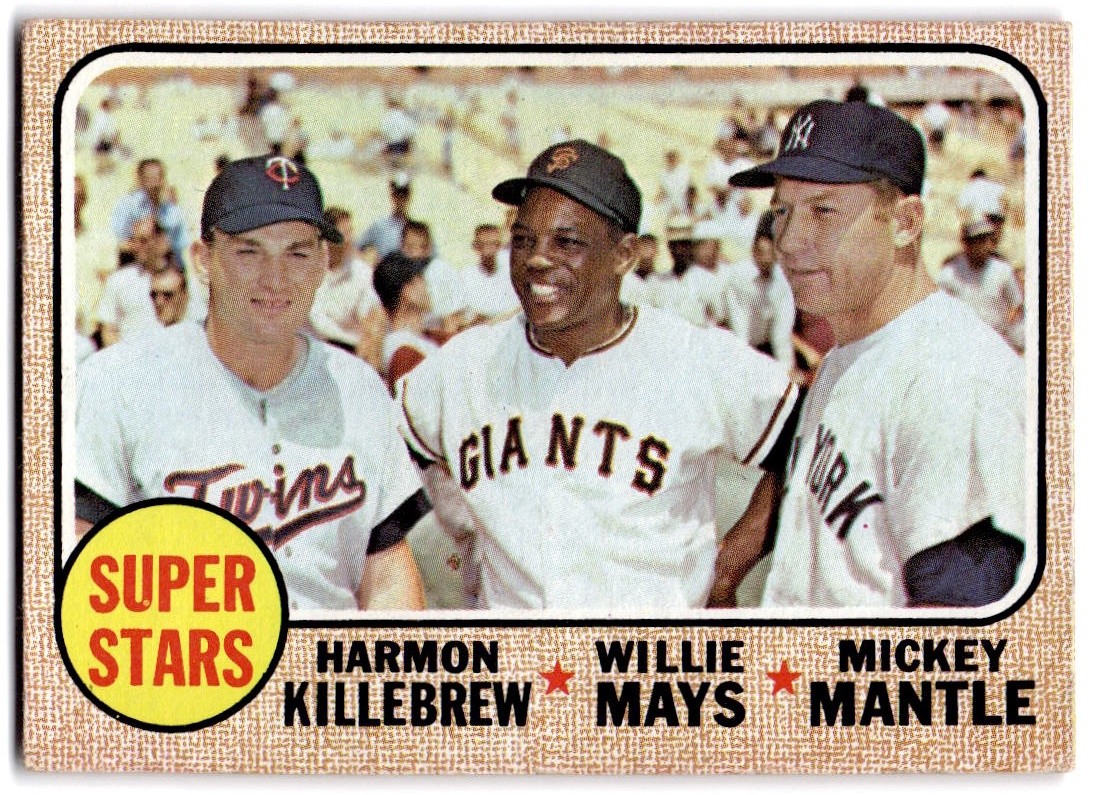 1968 Topps #490 Super Stars (Harmon Killebrew / Willie Mays / Mickey Mantle)