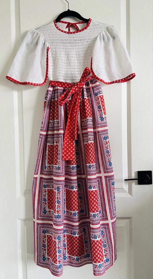 Vestido maxi floral vintage anos 70 marca Cinderela meninas tamanho 10 Prairie Cottage Core - Imagem 3 de 4