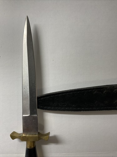 Vintage Brass Stainless Steel Dagger W Sheath/belt Loop - Picture 10 of 23