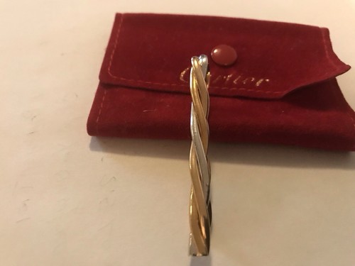 ESTATE AUTHENTIC CARTIER PANTHER 18 KARAT TRI GOLD TIE CLIP TIE CLASP - Picture 2 of 4