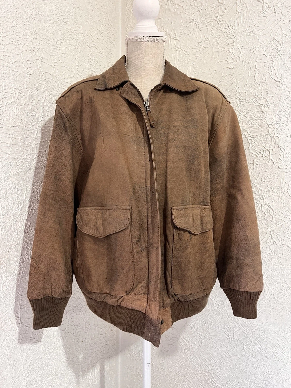 Outdoor Exchange Medium Brown Leather Bomber Jacket Unisex Full Zip
Opens in a new window or tab