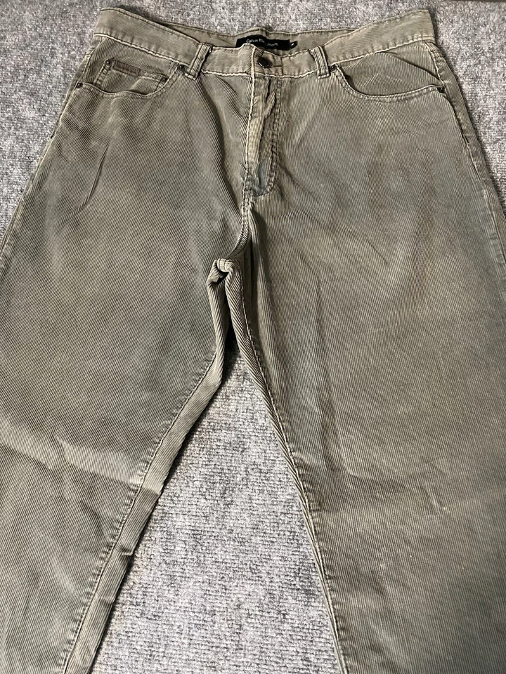 Calvin Klein Corduroy Jeans Straight Leg Mens 36X32 Sage Trendy Y2K Stylish Warm - Image 3 of 4