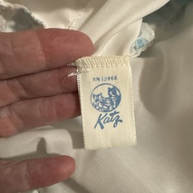 Vintage Kittens By Katz Mini Babydoll Nightie White Sexy Blue Trim Lace SZ M