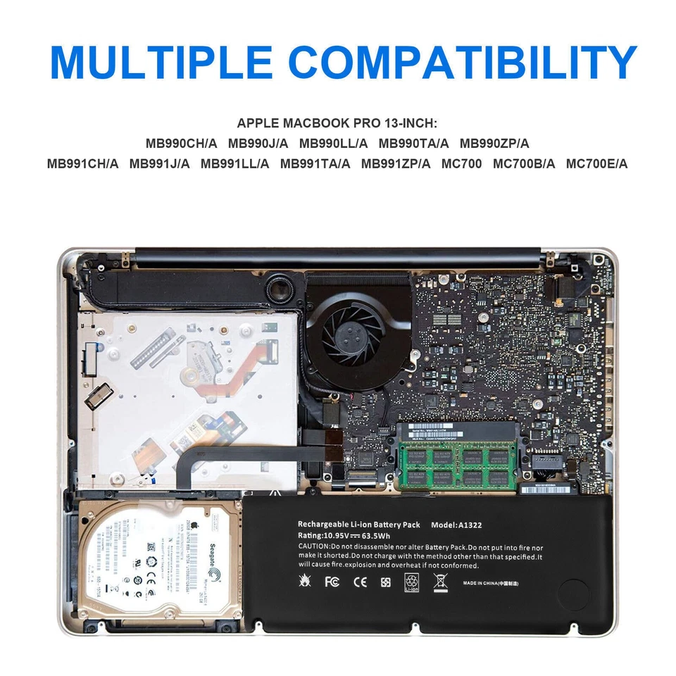 Lote de batería para Apple MacBook Pro 13 pulgadas A1278 A1322 mediados de 2009 2010 principios de 2011 Foto 4 de 4