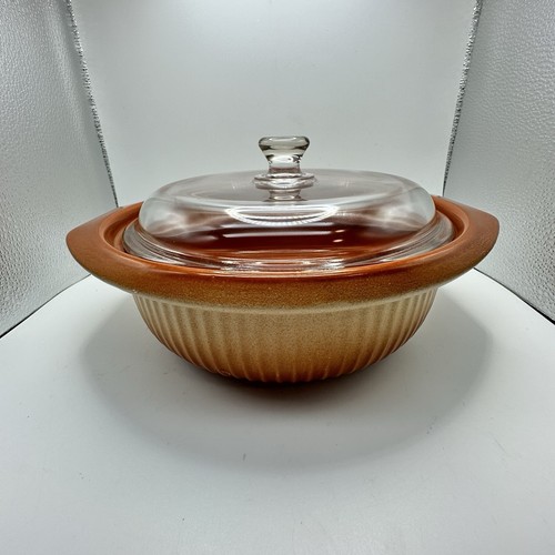 EMILE HENRY France Handled Glass Lidded Casserole Baking Dish Orange Ombré - Picture 2 of 9
