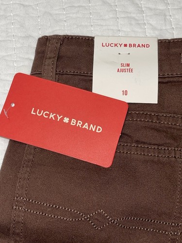 Lucky Brand Kids Slim Fit Twill 5 Pocket Brown Pants Adjustable Waist Sz 10 NWT - Picture 8 of 16