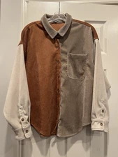 Wishlist Apparel Women’s Shirt/Jacket S/M, Color Block Corduroy Button-Up Shirt