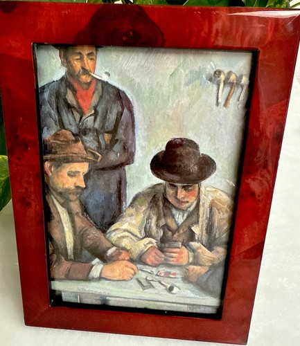 Elegant 6x8 Dark Burl Wood Free Standing Lacquered Photo Frame EUC - Picture 1 of 4