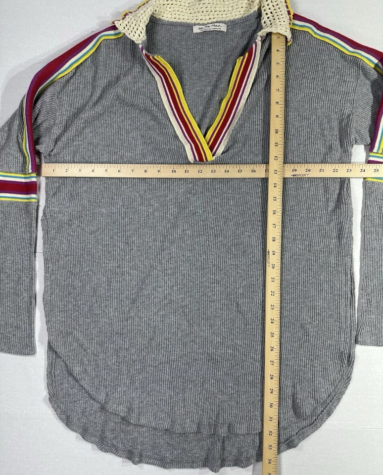 Top térmico We The Free by Free People cuello de ganchillo ribete a rayas para mujer L Foto 3 de 4