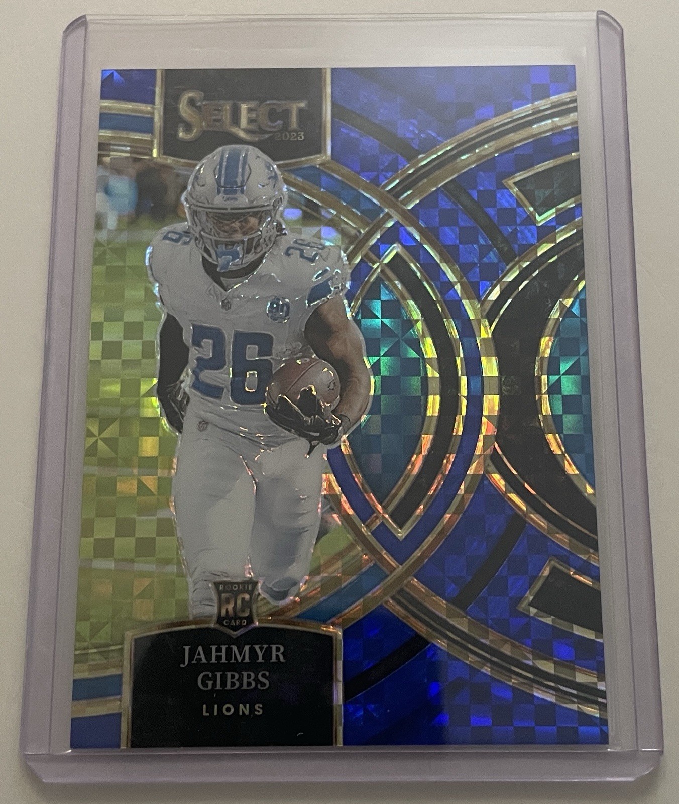 2023 Panini Select - Premier Level Jahmyr Gibbs #198 Blue Prizm /149 (RC)