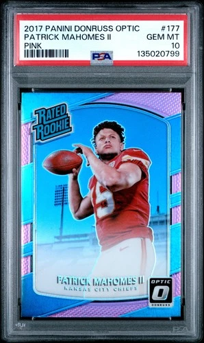 2017 PANINI DONRUSS OPTIC PINK #177 PATRICK MAHOMES II ROOKIE RC PSA 10