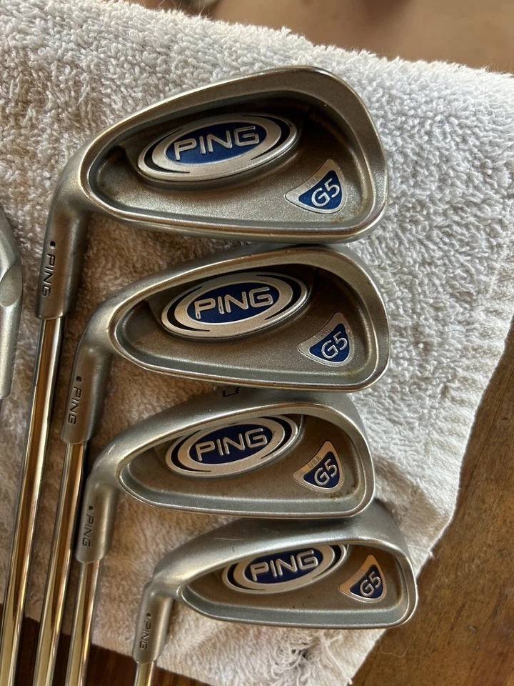 LH Ping G5 Irons, 4-P,U,S, Ping DGS Stiff Steel, New Ping 360 Grips, Black Dot - Image 2 of 4