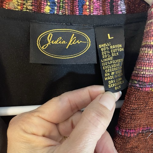 Chaqueta De Colección Julia Kim Patchwork Bordada L Colorido Arte para Usar Mezcla de Seda - Imagen 2 de 7