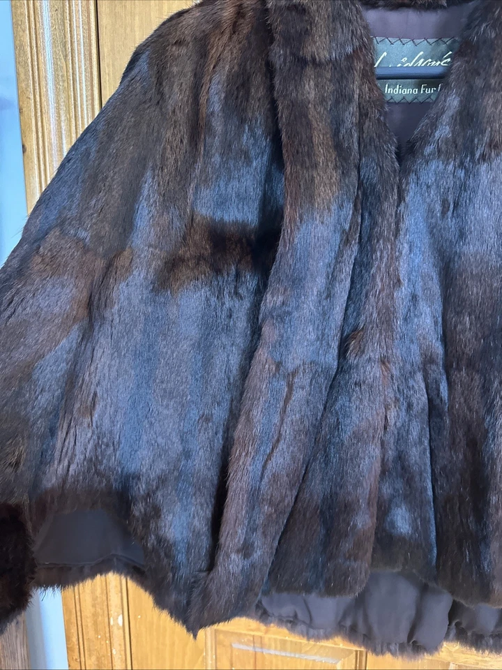 Chaqueta Visón Rancho Marrón Oscuro De Colección Hecha por Davidson’s Indiana Fur Company Foto 2 de 4