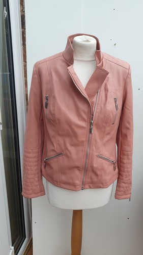 Dannii Minogue Kunstleder Biker Jacke Altrosa Petite Größe 10 Neu QVC j3