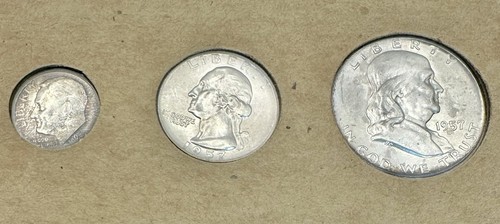 1957 P D US Mint Set in Wayte Raymond Board - 10 Coins - Picture 7 of 12