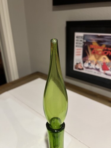 Blenko 627L Decanter Olive Green Crackle. PLS READ - Picture 2 of 3