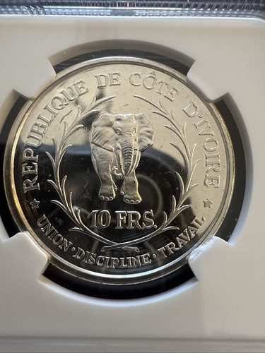 Ivory Coast 1966 Elephant 10 Francs Silver Proof Coin NGC PF67 Ultra Cameo - Picture 5 of 6
