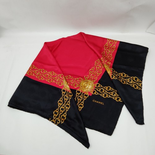 SIN TARIFA Chanel Bufanda Roja Seda 100% Oro Seda 100% 4253491 - Imagen 6 de 10