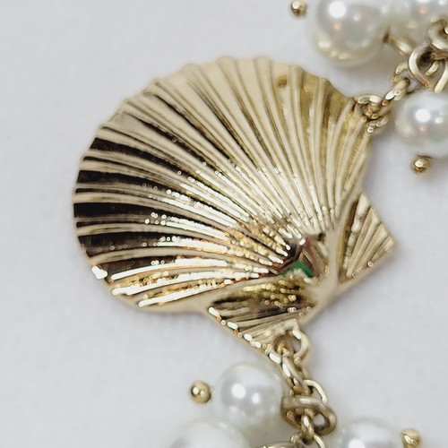 Pulsera Talbot Imitación Perla Concha Marino Tono Dorado Ajustable Playa Mar Océano - Imagen 5 de 13