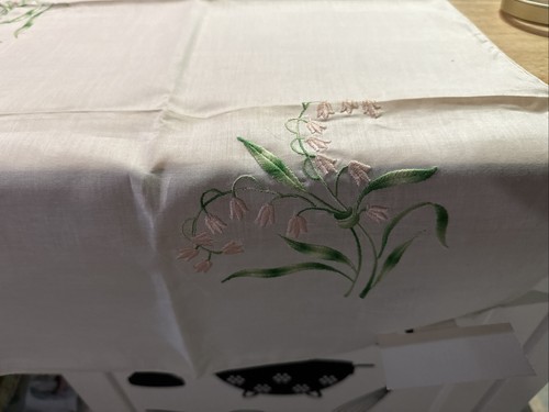 Vintage Tischdecke transparentes Maiglöckchen Ricammo A Mano Ok Firenze Ariana - Bild 2 von 5