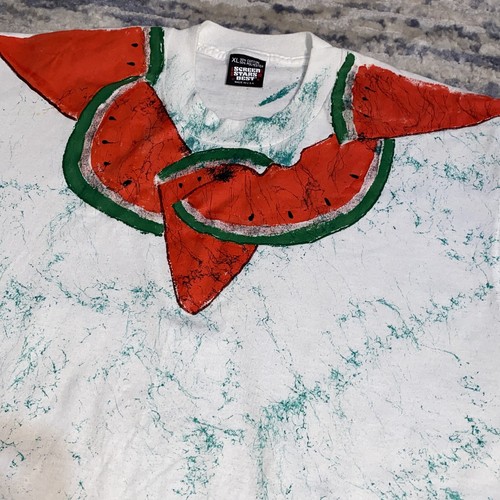 Vtg 90s Screen Stars WATERMELON Print All Over Print 50/50 Graphic Shirt Mens XL - Picture 1 of 8