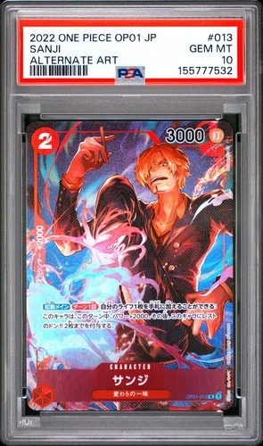 2022 ONE PIECE JAPANESE OP01 ROMANCE DAWN #013 SANJI ALTERNATE ART PSA 10