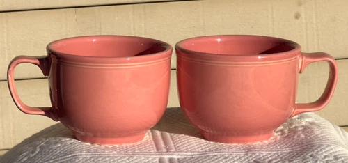 2-VINTAGE RETIRED Fiesta Rose Pink Jumbo Mug 18oz Coffee Cup HLC Fiestaware EUC