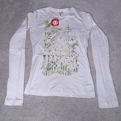 Vintage Y2K Element Skateboard T-shirt Girls Small White Long Sleeve Spellout