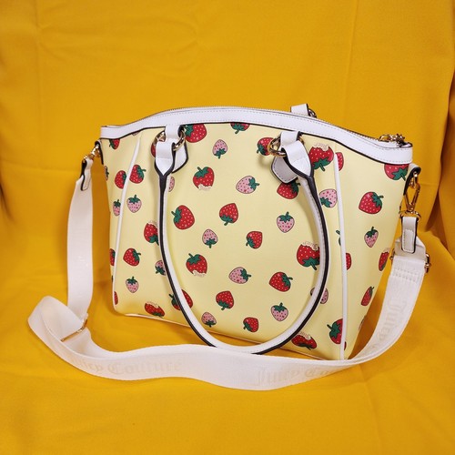 Juicy Couture Sweet N Juicy FR Tote Yellow Juicy Strawberry Tote Handbag Satchel - Picture 8 of 13