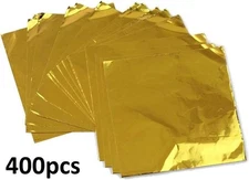 400Pcs Foil Candy Wrappers - 6x6 Inches Gold Colored Aluminum Foils Paper