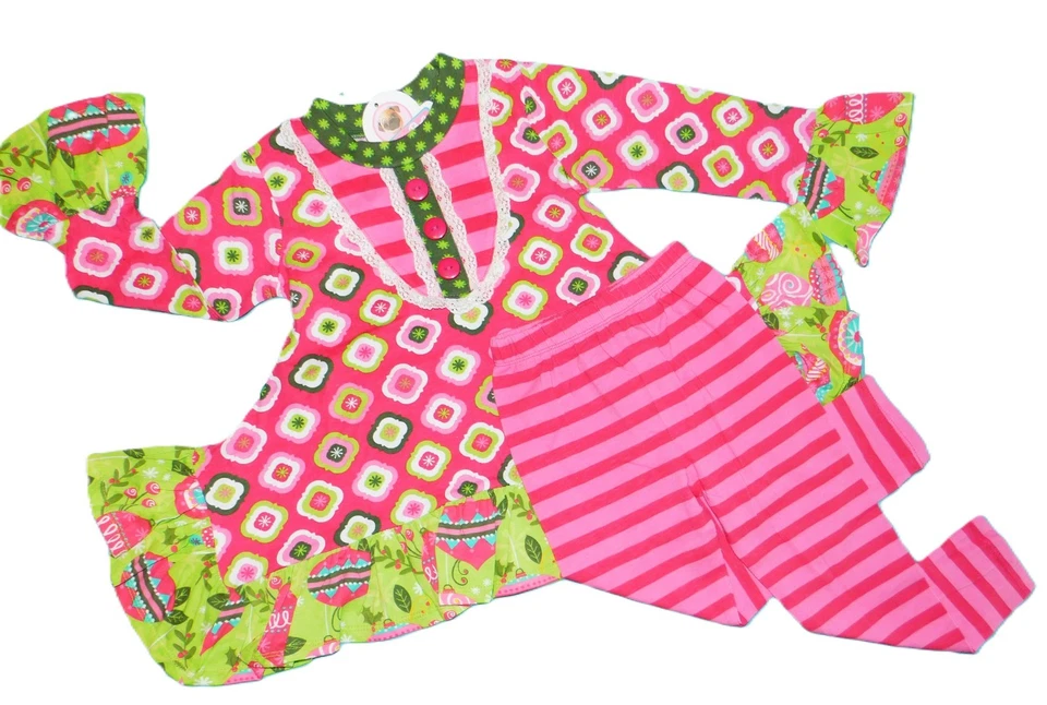 JELLY THE PUG NUEVO CON ETIQUETAS 4T JELLY BELLS Audaz y Brillante NAVIDAD VACACIONES TÚNICA Y LEGGING Foto 2 de 4